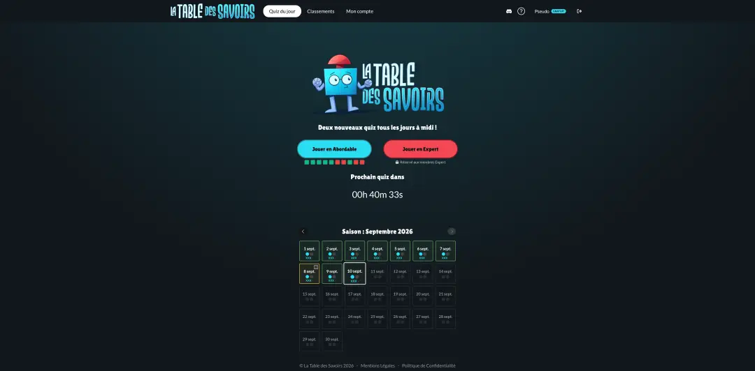 Homepage La Table des Savoirs