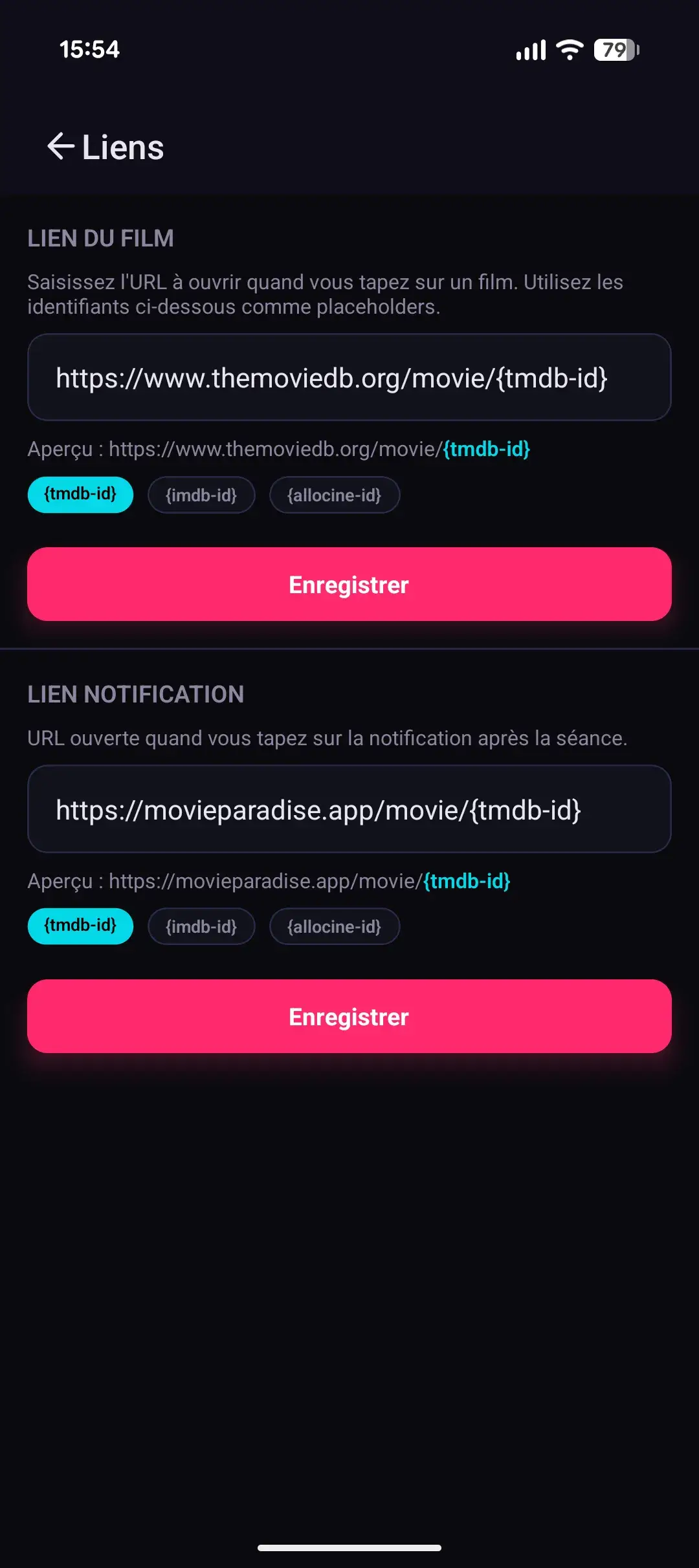 Screenshot Customize Links Page